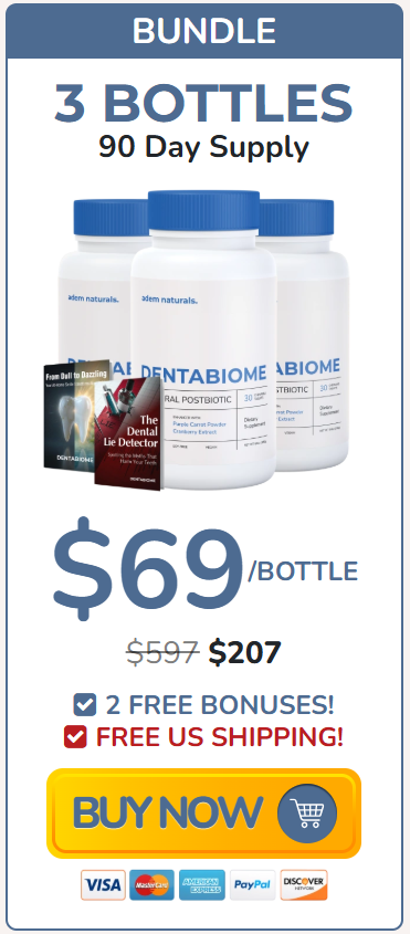 DentaBiome 3 bottles 90-day supply – $69 per bottle – 2 free bonuses Select 88 more words to run Humanizer.
